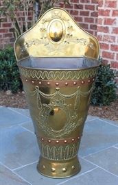 Antique Brass & Copper Umbrella Stand or Grape Basket (newly polished)