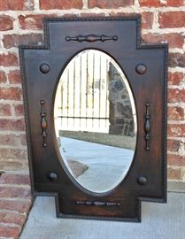 Antique English Oak Jacobean Tudor Mirror