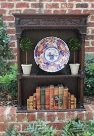 Antique English Oak Display Wall Shelf Cabinet