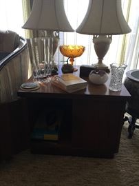 There are some beautiful lamps at this sale -- this is one of the walnut end-tables