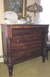 Mahogany Chest with 4 drawers. Empire style. Mid-1800's. Wonderful condition.