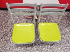 Lot (2) metal framed chairs with green seat