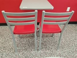 Lot (2) metal framed chairs with green seat