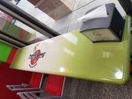 Front bar height counter with metal legs