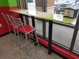 Front bar height counter with metal legs