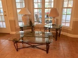 Glass top end and coffee tables