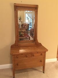 Antique Oak Chest with Mirror