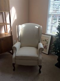 Off white wingback recliner