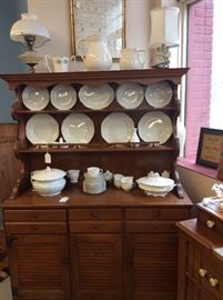 Ethan Allen Hutch. Haviland and other white china