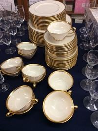 Gold Trim China - "Tuxedo" - Lenox 12 place setting