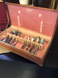 Silver flatware and case