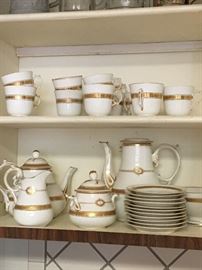  German dessert set complete with cups, Saucers, dessert plates, sugar, creamer, tea and coffee pot