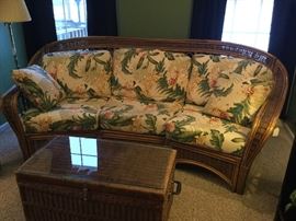 Curved bamboo wicker sofa