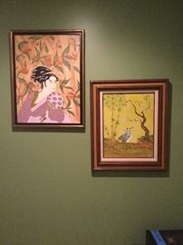 Geisha oil painting/ Crane oil painting