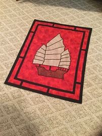 Chinese junk quilted wall hanging