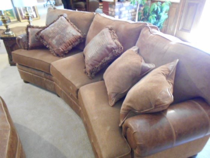 Mayo Leather and cloth sofa.  Single piece unit.