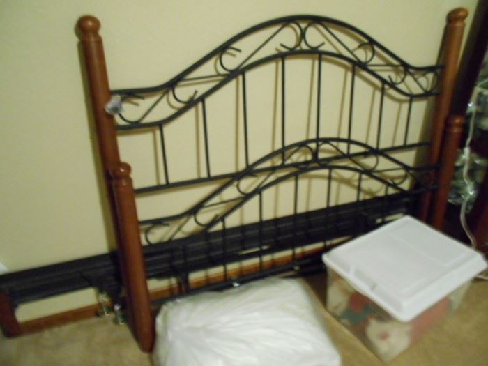 Queen size bed frame with headboard and footboard