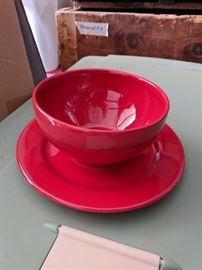 Lovely set of red dishes, could be for Christmas, Valentines or Every day.