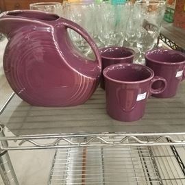 Fiesta - Fiestaware disc pitcher & mugs plum color