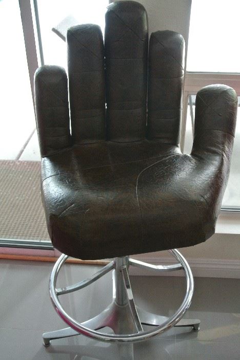 Dick Anderson Chairs.  Brown with red covers.  