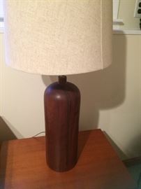 Mid Century Modern heavy wooden table lamp