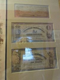 Civil war money along with Mr. A. R. Waud print