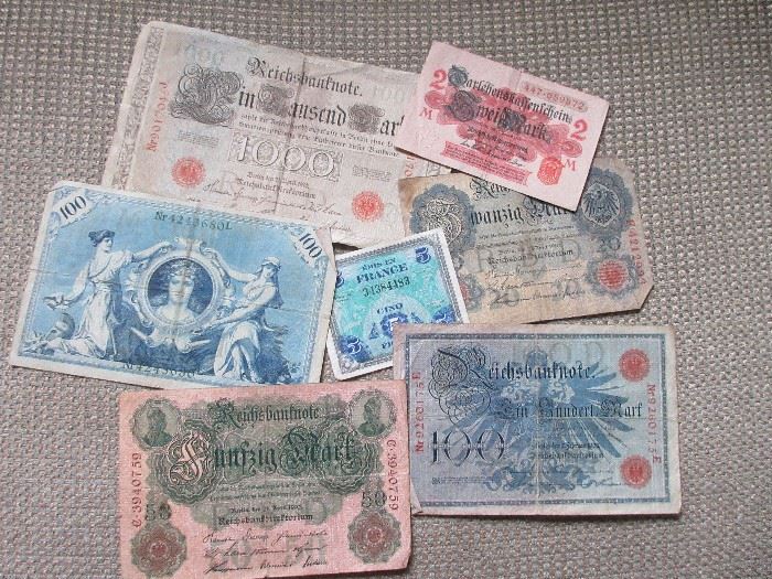 Foreign Paper currency  from WWI And WWII