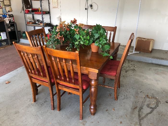 Nice solid wood table with six chairs