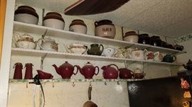 collection of tea pots and crocks