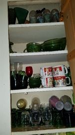glassware and more green depression