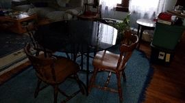 Black glass table and chairs