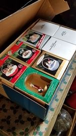 Boxes of Hallmark Christmas ornaments