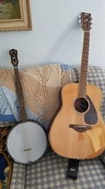 Harmony Banjo and Yamaha Guitar