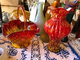 Art glass from the 1920s - 1990's.  ALl the big players are here Van Briggle, Loetz, Slag glass