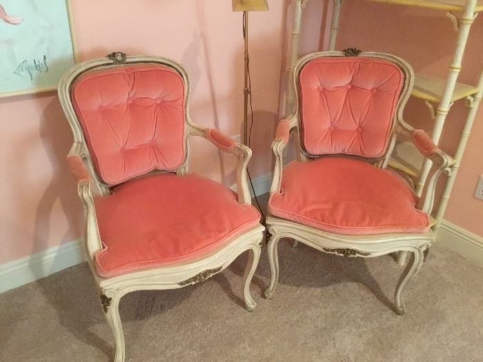 Pair of two caned French chairs