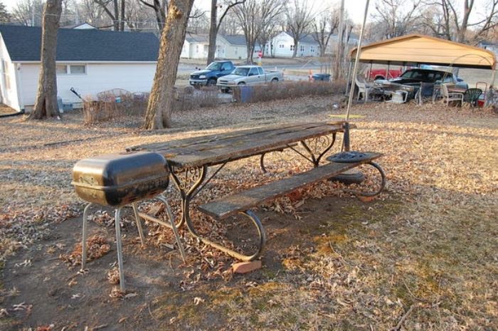 Picnic Bench, BBQ Grill