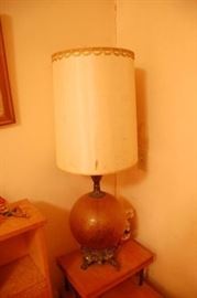 1970's Vintage Amber Glass Lamp