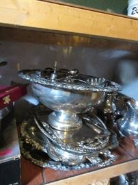 Piles of vintage silver plate