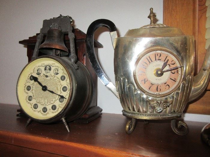 Declaration of Independence and Timeworks Tea Pot clocks 