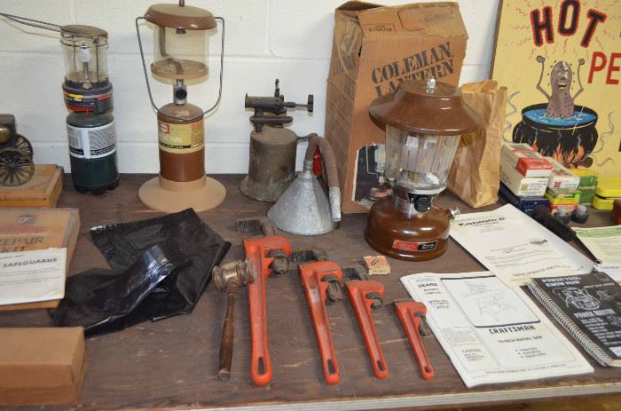Coleman lanterns; wrenches