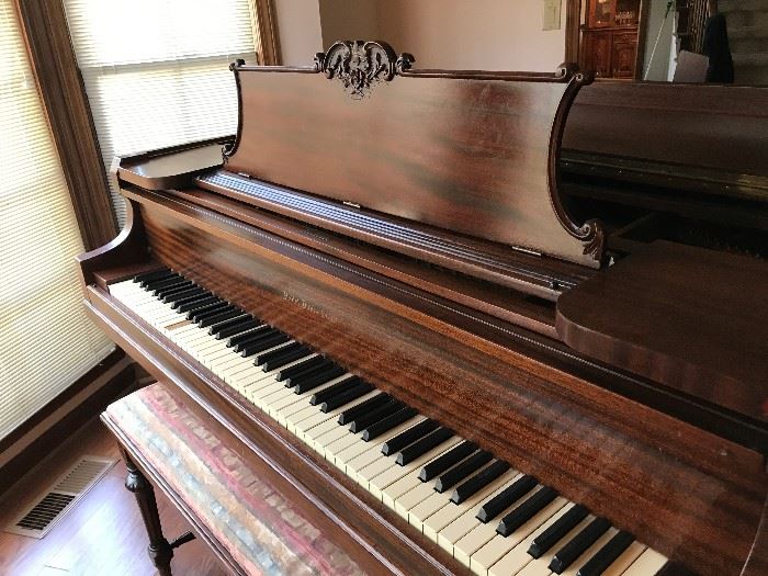Hallet, Davis & Co Grand Piano -missing ivory on one of the keys.