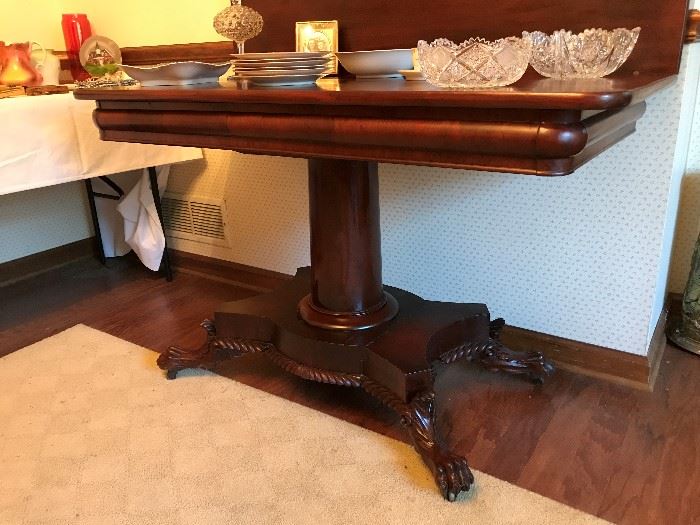 Large Game/Dinner Table, claw feet.  Empire Style