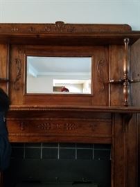 Living room fireplace mantle with mirror 60.5 x 79