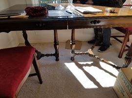 Watertown Table Slide Co dining table seats 12.  Turned wood legs