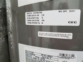 Rheem Performance hot water heater.  Model XG75T06ST76U0 .  Installed in 2017.   75 gallon capacity