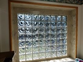 Master bath glass brick window