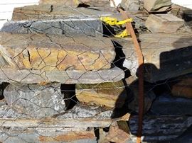 Unused pallet of landscaping slate rocks