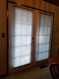 Aluminum double doors with Hunter Douglas cello shades  72 x 79