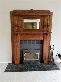 Living room fireplace mantle with mirror 60.5 x 79