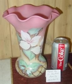 Fenton Glass Vase - Signed By 11 Fenton Family Members